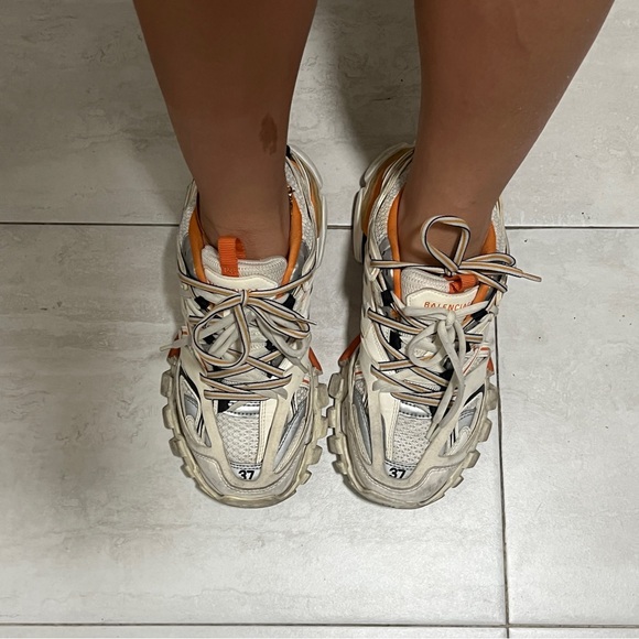 Balenciaga White and Orange Track Sneakers - Picture 3 of 3